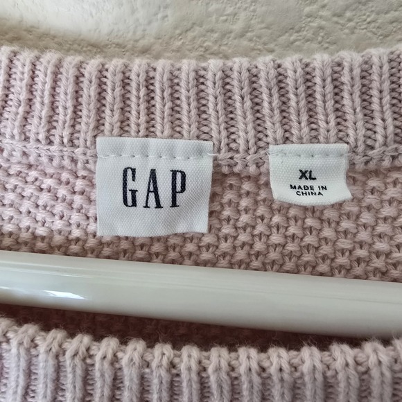 Gap Women's Sz XL Cable Knit Sweater Fisherman Chunky Blush Pink Preppy Academia - Picture 2 of 7